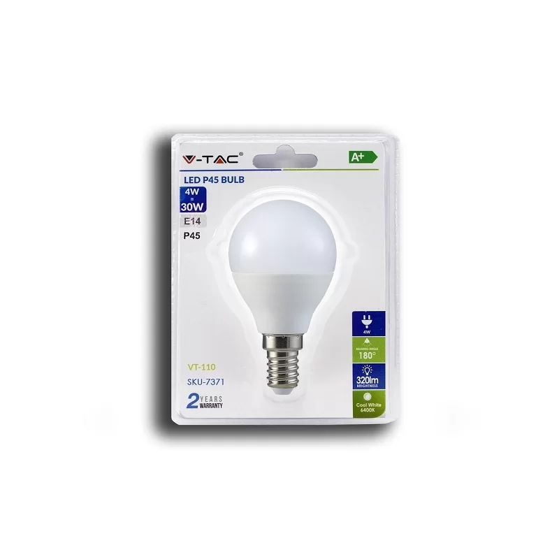 V-TAC VT-110 LAMPADINA LED E14 4W MINIGLOBO P45 - SKU 7369 / 7370 / 7371 