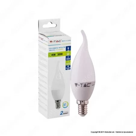 V-TAC VT-1818TP LAMPADINA LED E14 4W CANDELA FIAMMA - SKU 4164 / 4156 / 4354