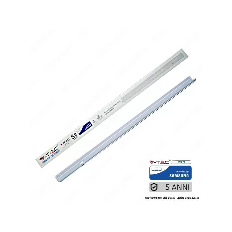 V-TAC PRO VT-065 TUBO LED T5 CHIP SAMSUNG PLAFONIERA RACCORDABILE 7W LAMPADINA 60CM - SKU 692 / 693 / 694 