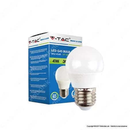 V-TAC VT-1830 LAMPADINA LED E27 4W MINIGLOBO G45 - SKU 4160 / 4162 / 4207