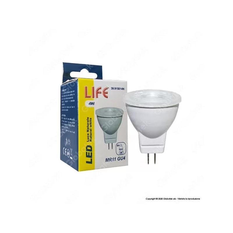 LIFE LAMPADINA LED GU4 4W MINI FARETTO MR11 12V - MOD. 39.915014C / 39.915014N 