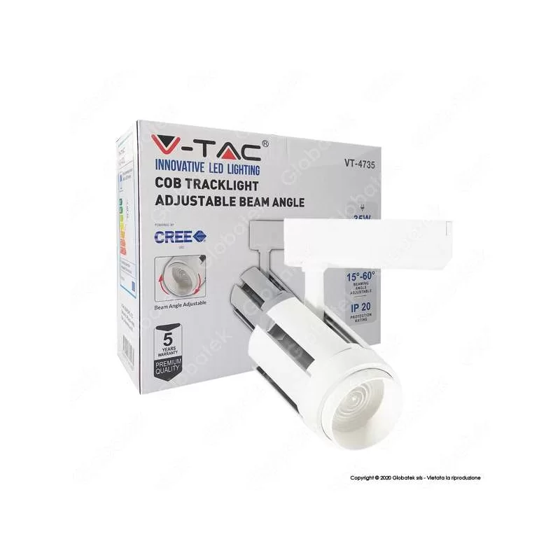 V-TAC VT-4735 TRACK LIGHT LED COB 35W COLORE BIANCO - SKU 1357 / 1358 / 1359 