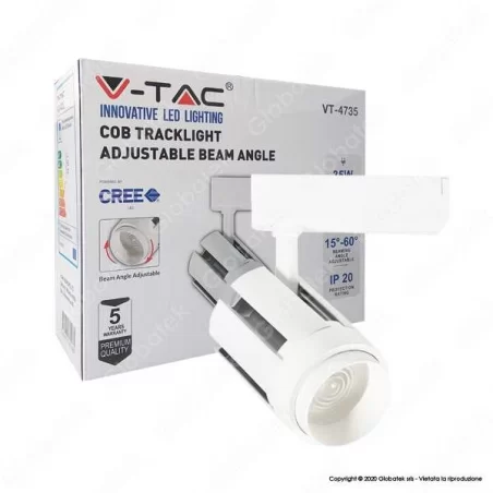 V-TAC VT-4735 TRACK LIGHT LED COB 35W COLORE BIANCO - SKU 1357 / 1358 / 1359