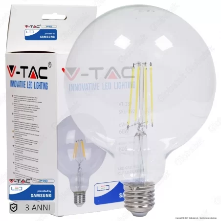 V-TAC PRO VT-287 LAMPADINA LED E27 6W GLOBO G125 CHIP SAMSUNG - SKU 292