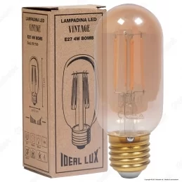 IDEAL LUX LAMPADINA LED VINTAGE E27 4W TUBOLARE FILAMENTO AMBRATA - MOD. 151700 