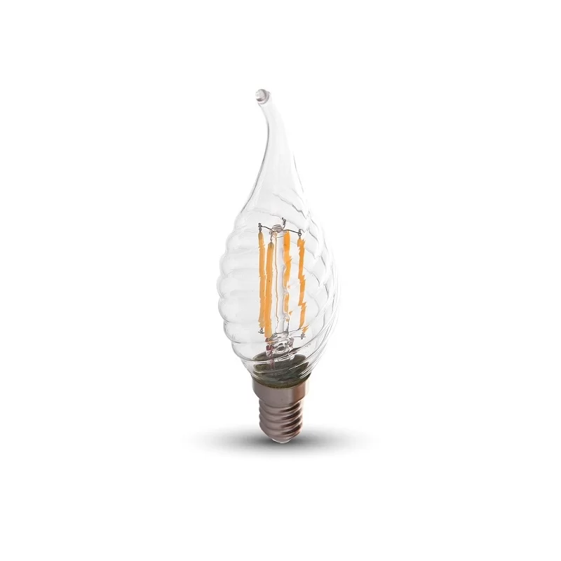 V-TAC VT-1995 LAMPADINA LED E14 4W CANDELA FIAMMA TWIST FILAMENTO 