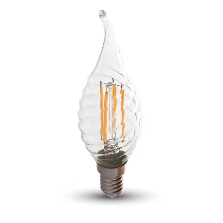 V-TAC VT-1995 LAMPADINA LED E14 4W CANDELA FIAMMA TWIST FILAMENTO - SKU 214308 / 214431 / 214432