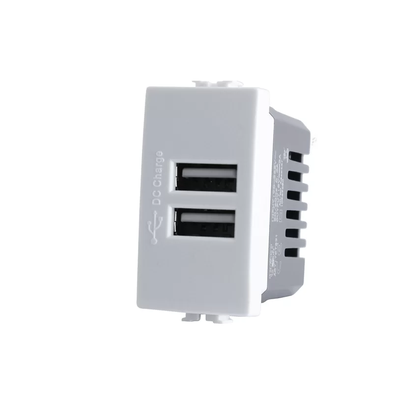 MAPAM DOPPIA PRESA USB 2A BIANCO - MOD. 521B - COMPATIBILE CON BTICINO MATIX 