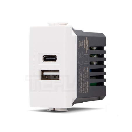 MAPAM PRESA USB A+C T3 BIANCO - MOD. 533B - COMPATIBILE CON BTICINO MATIX