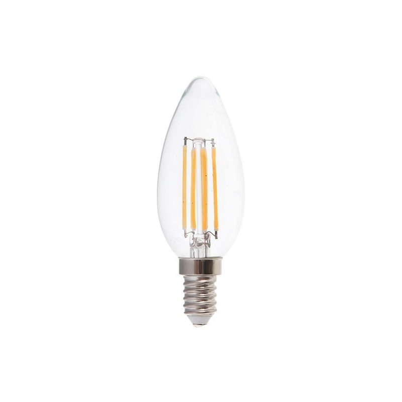 V-TAC VT-2127 LAMPADINA LED E14 6W CANDLE BULB C35 CANDELA FILAMENT VETRO TRASPARENTE - SKU 217423 / 217424 / 217425 