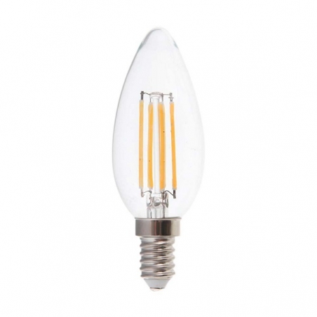 V-TAC VT-2127 LAMPADINA LED E14 6W CANDLE BULB C35 CANDELA FILAMENT VETRO TRASPARENTE - SKU 217423 / 217424 / 217425