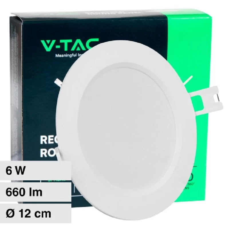 V-TAC VT-61006 PANNELLO LED ROTONDO SLIM 6W SMD DA INCASSO CON DRIVER