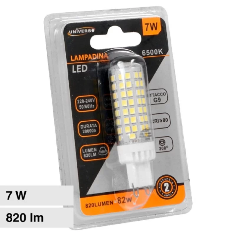 UNIVERSO LAMPADINA LED G9 7W TUBOLARE SMD