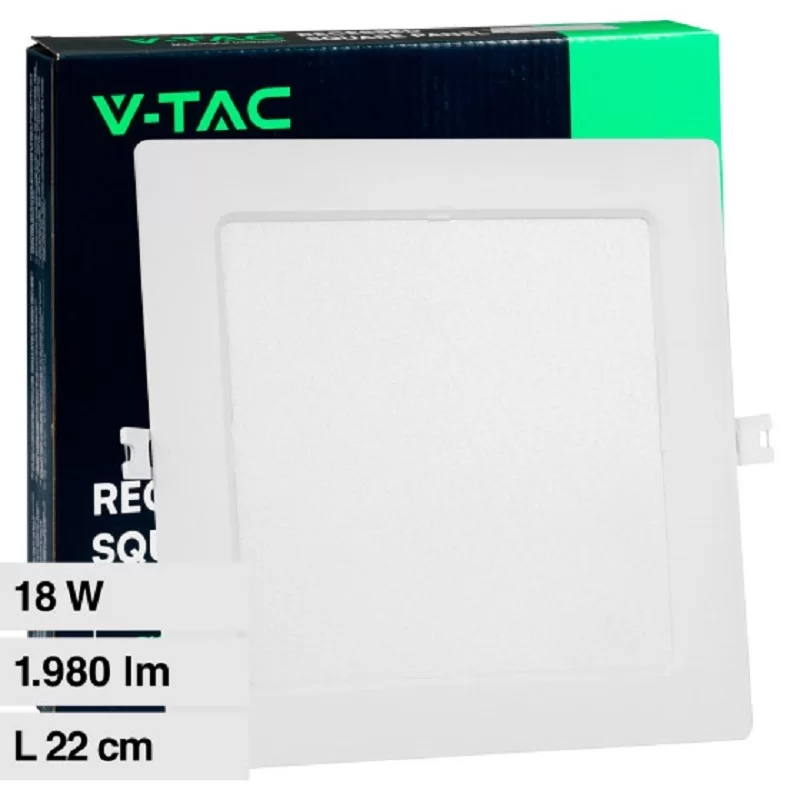 V-TAC VT-61018 PANNELLO LED QUADRATO 18W SMD DA INCASSO CON DRIVER