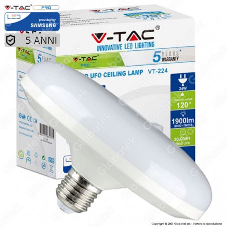 V-TAC PRO VT-224 LAMPADINA LED E27 24W UFO CHIP SAMSUNG - SKU 216 / 217 / 218