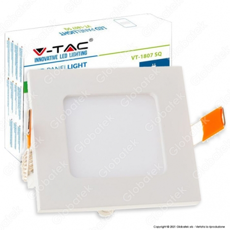 V-TAC VT-1807 SQ PANNELLO LED QUADRATO 18W SMD DA INCASSO CON DRIVER - SKU 4869 / 4870 / 4871