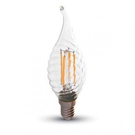 V-TAC VT-1995 LAMPADINA LED E14 4W CANDELA FIAMMA TWIST FILAMENTO - SKU 4308 / 4431 / 4432