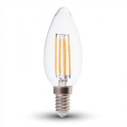 V-TAC VT-2127 LAMPADINA LED E14 6W CANDELA FILAMENTO - SKU 7423 / 7424 / 7425 