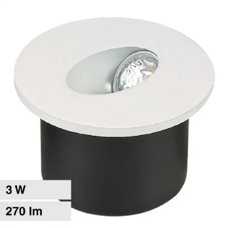 V-TAC VT-1109RD PUNTO LUCE LED COB 3W SEGNAPASSO ROTONDO DA INCASSO COLORE BIANCO - SKU 211207 / 211208