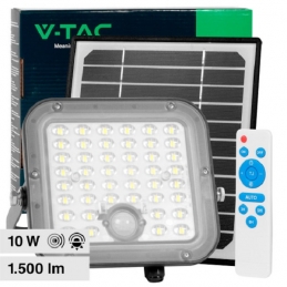 V-TAC VT-411 FARO LED 10W FARETTO IP65 CON PANNELLO SOLARE SENSORE CREPUSCOLARE DI MOVIMENTO E TELECOMANDO - SKU 10314 / 10313 