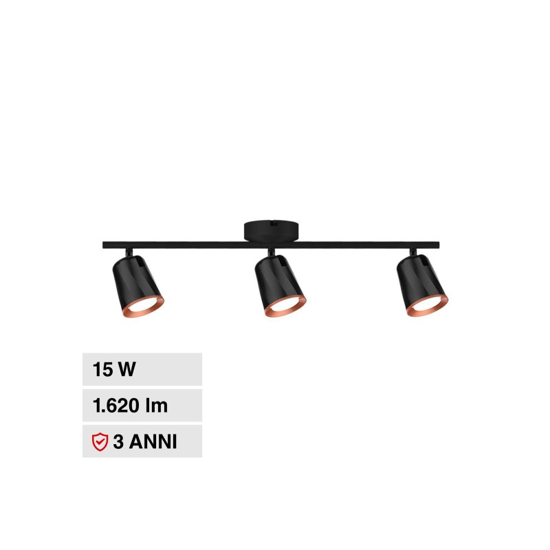 V-TAC VT-818 LAMPADA LED DA PARETE 15W SMD WALL LIGHT COLORE NERO APPLIQUE CON TESTE ORIENTABILI - SKU 218259 / 218261 