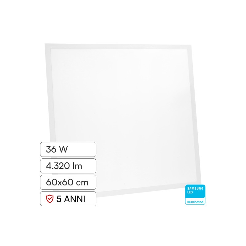 V-TAC VT-61036 PANNELLO LED QUADRATO 60X60 36W SMD CHIP SAMSUNG DA INCASSO CON DRIVER - SKU 23624 / 23625 