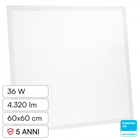 V-TAC VT-61036 PANNELLO LED QUADRATO 60X60 36W SMD CHIP SAMSUNG DA INCASSO CON DRIVER - SKU 23624 / 23625