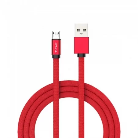 V-TAC VT-5341 RUBY SERIES USB DATA CABLE MICRO USB CAVO IN CORDA COLORE ROSSO 1M - SKU 8497